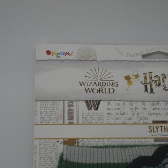 Harry Potter Disguise Wizarding World Slytherin Green Grey Stripe Knit Scarf - Picture 4 of 11